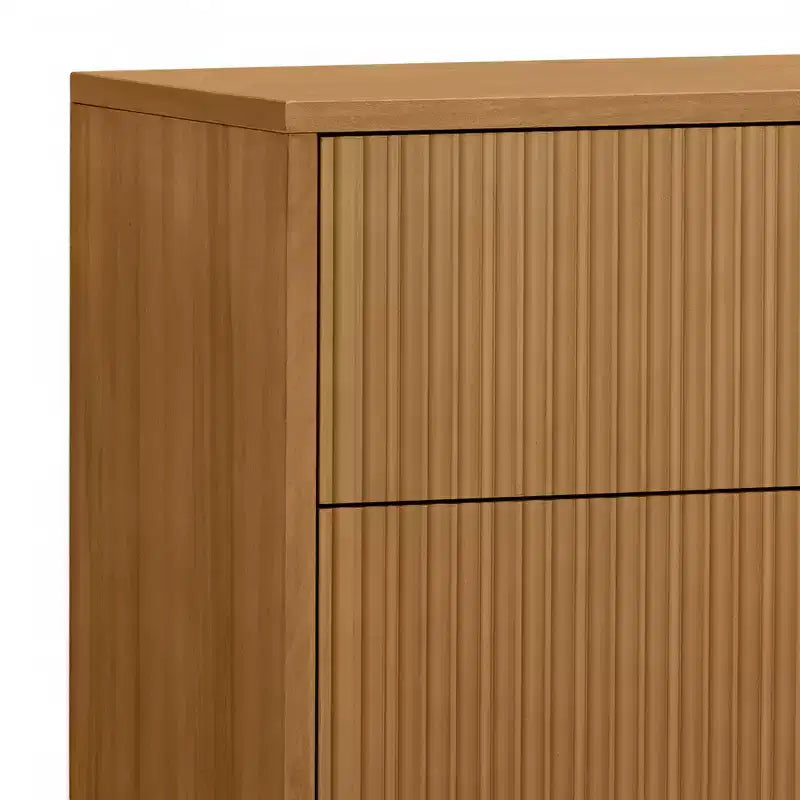 Teamson Home Tremolo Moderner Boho-Nachttisch mit 2 Schubladen, Massivholz und modernen geriffelten Fronten