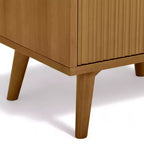 Teamson Home Tremolo Moderner Boho-Nachttisch mit 2 Schubladen, Massivholz und modernen geriffelten Fronten