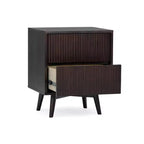 Teamson Home Tremolo Moderner Boho-Nachttisch mit 2 Schubladen, Massivholz und modernen geriffelten Fronten