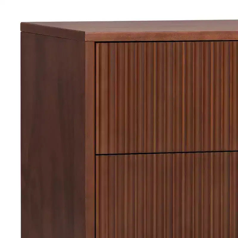 Teamson Home Tremolo Moderner Boho-Nachttisch mit 2 Schubladen, Massivholz und modernen geriffelten Fronten