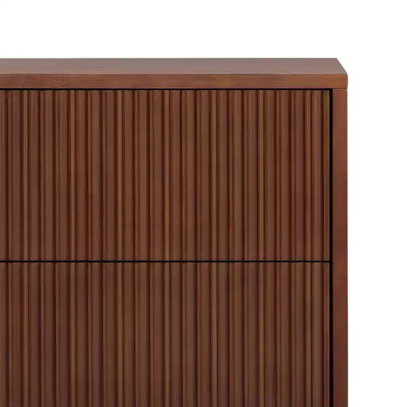 Teamson Home Tremolo Moderner Boho-Nachttisch mit 2 Schubladen, Massivholz und modernen geriffelten Fronten