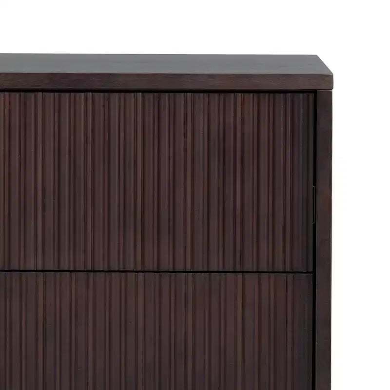 Teamson Home Tremolo Moderner Boho-Nachttisch mit 2 Schubladen, Massivholz und modernen geriffelten Fronten