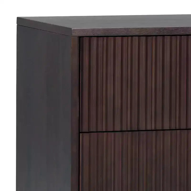 Teamson Home Tremolo Moderner Boho-Nachttisch mit 2 Schubladen, Massivholz und modernen geriffelten Fronten
