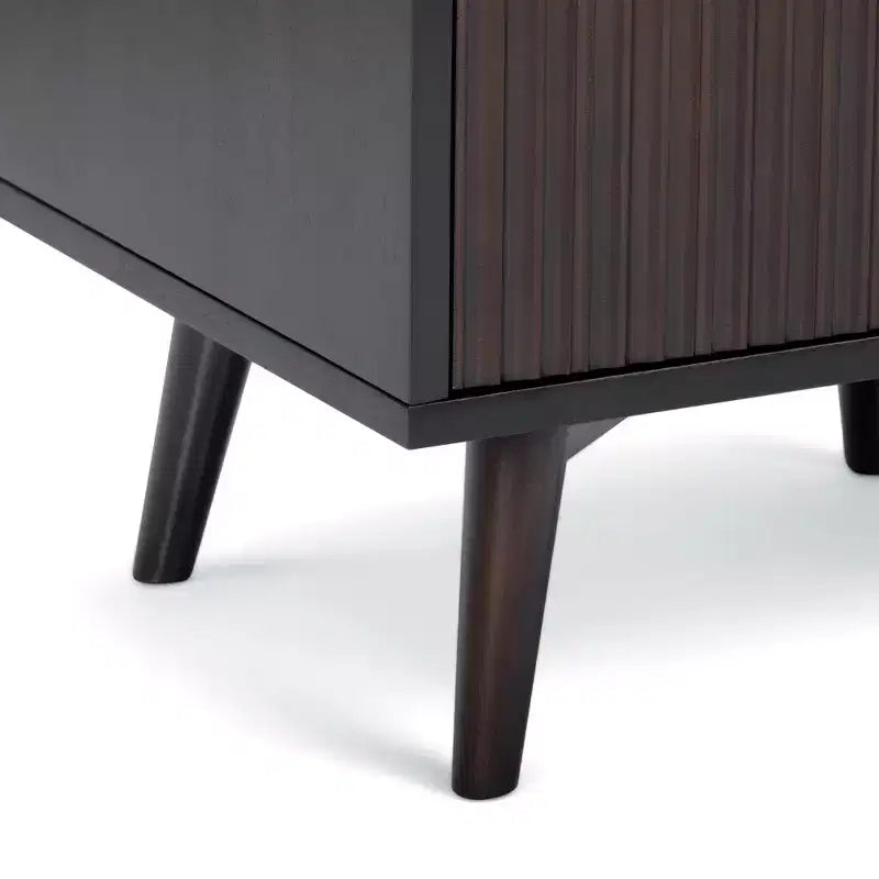 Teamson Home Tremolo Moderner Boho-Nachttisch mit 2 Schubladen, Massivholz und modernen geriffelten Fronten