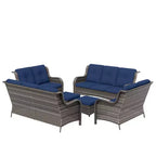 UPTIOT 6-teiliges Loungesofa für den Außenbereich aus Polyrattan