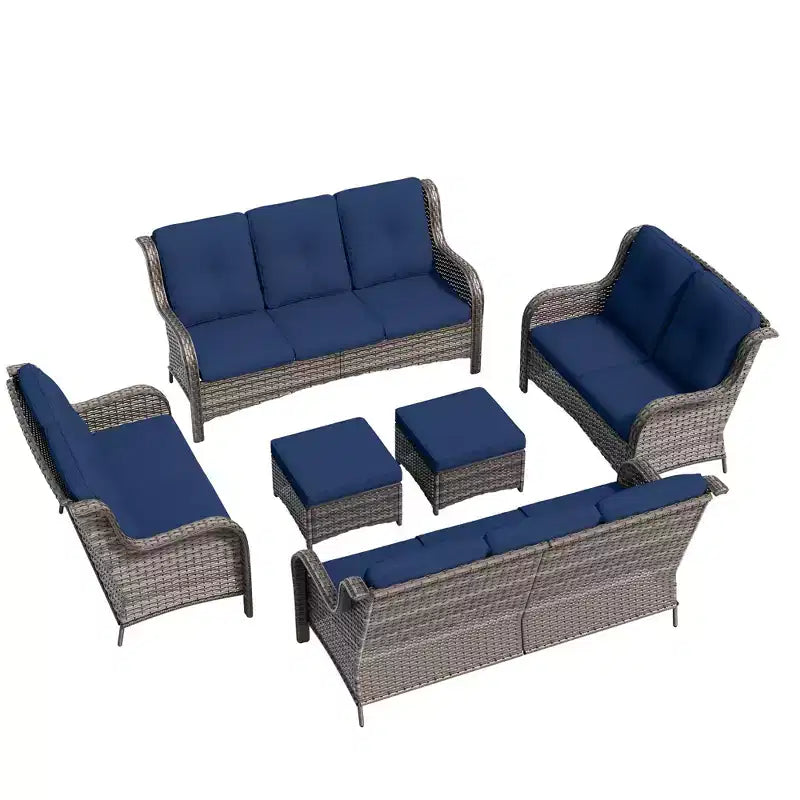 UPTIOT 6-teiliges Loungesofa für den Außenbereich aus Polyrattan
