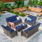 UPTIOT 6-teiliges Loungesofa für den Außenbereich aus Polyrattan