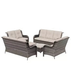 UPTIOT 6-teiliges Loungesofa für den Außenbereich aus Polyrattan