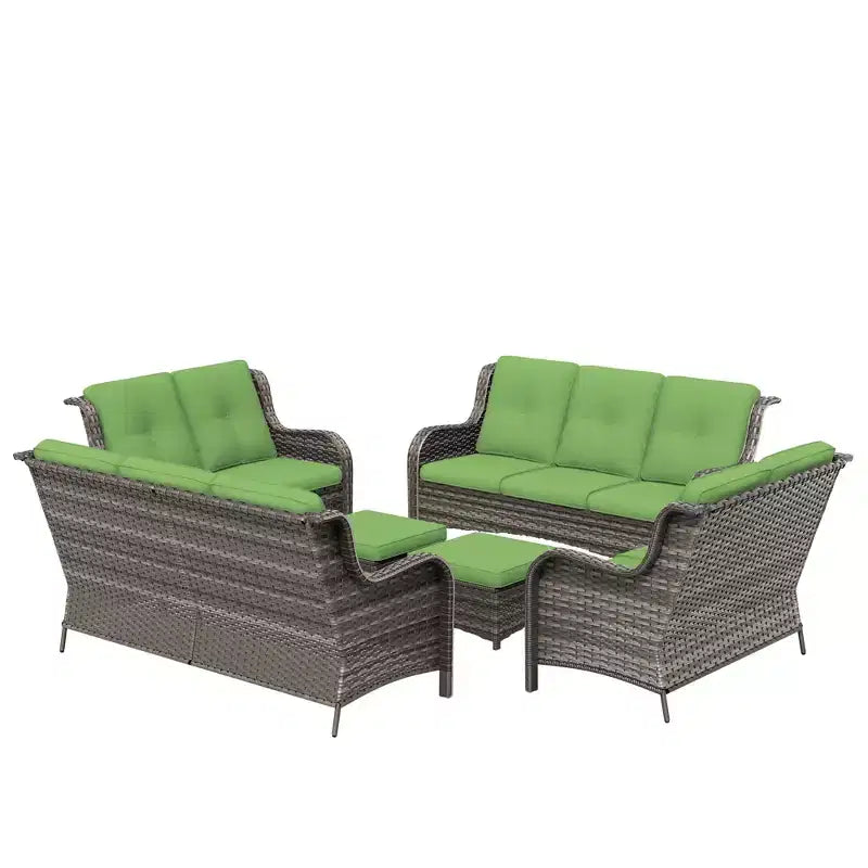 UPTIOT 6-teiliges Loungesofa für den Außenbereich aus Polyrattan