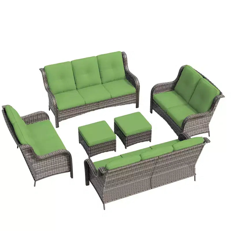 UPTIOT 6-teiliges Loungesofa für den Außenbereich aus Polyrattan