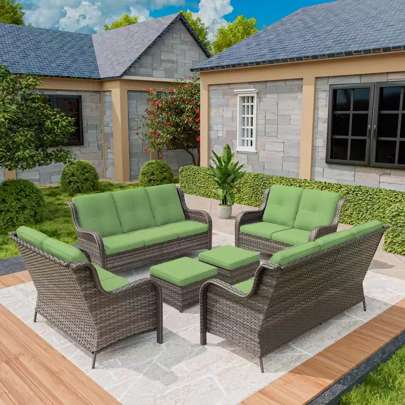UPTIOT 6-teiliges Loungesofa für den Außenbereich aus Polyrattan