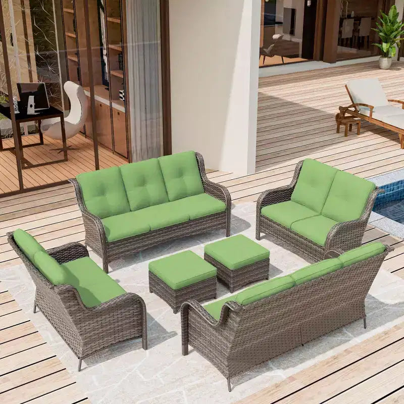 UPTIOT 6-teiliges Loungesofa für den Außenbereich aus Polyrattan