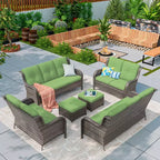 UPTIOT 6-teiliges Loungesofa für den Außenbereich aus Polyrattan