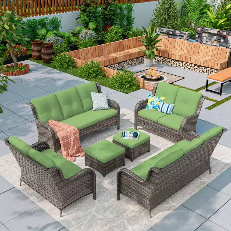 UPTIOT 6-teiliges Loungesofa für den Außenbereich aus Polyrattan