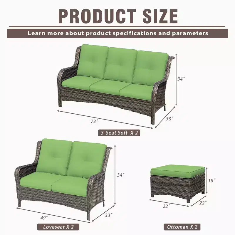 UPTIOT 6-teiliges Loungesofa für den Außenbereich aus Polyrattan