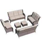 UPTIOT 6-teiliges Loungesofa für den Außenbereich aus Polyrattan