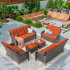 UPTIOT 6-teiliges Loungesofa für den Außenbereich aus Polyrattan