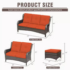 UPTIOT 6-teiliges Loungesofa für den Außenbereich aus Polyrattan