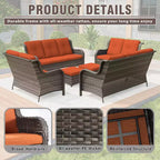 UPTIOT 6-teiliges Loungesofa für den Außenbereich aus Polyrattan