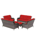 UPTIOT 6-teiliges Loungesofa für den Außenbereich aus Polyrattan