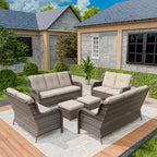 UPTIOT 6-teiliges Loungesofa für den Außenbereich aus Polyrattan