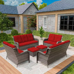 UPTIOT 6-teiliges Loungesofa für den Außenbereich aus Polyrattan