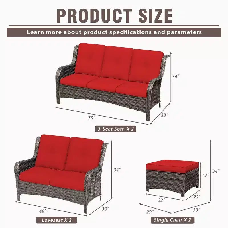 UPTIOT 6-teiliges Loungesofa für den Außenbereich aus Polyrattan