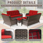 UPTIOT 6-teiliges Loungesofa für den Außenbereich aus Polyrattan