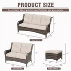 UPTIOT 6-teiliges Loungesofa für den Außenbereich aus Polyrattan