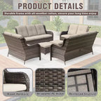 UPTIOT 6-teiliges Loungesofa für den Außenbereich aus Polyrattan