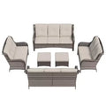 UPTIOT 6 Pieces Outdoor Wicker Sectional Sofa