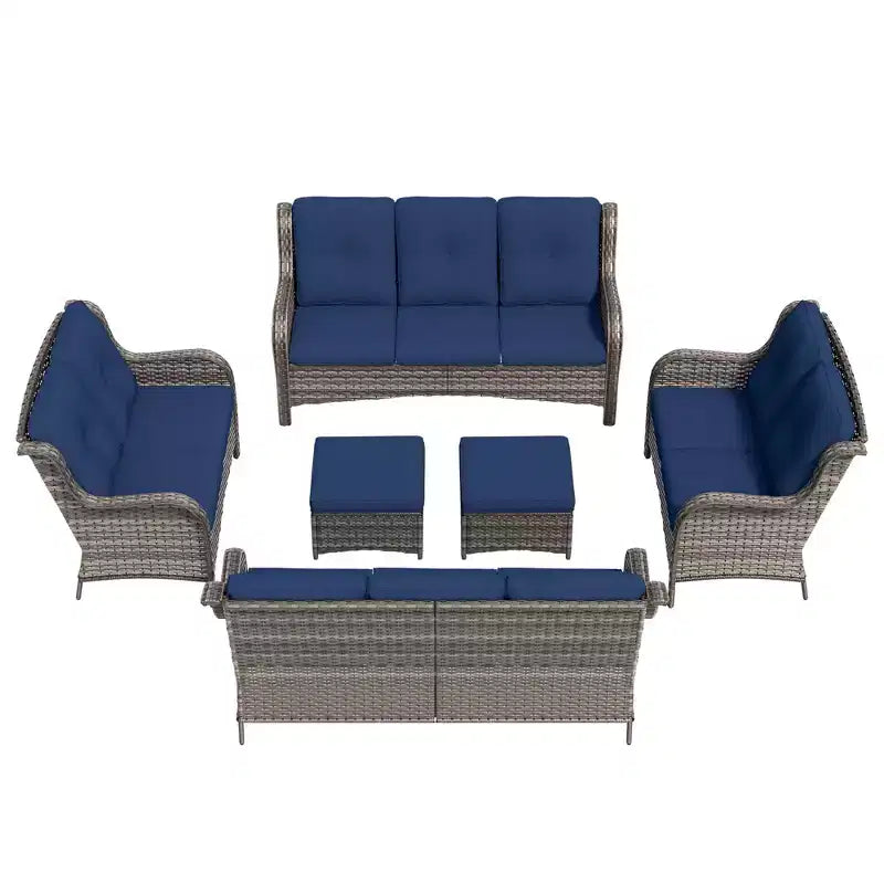 UPTIOT 6-teiliges Loungesofa für den Außenbereich aus Polyrattan