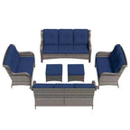 UPTIOT 6-teiliges Loungesofa für den Außenbereich aus Polyrattan