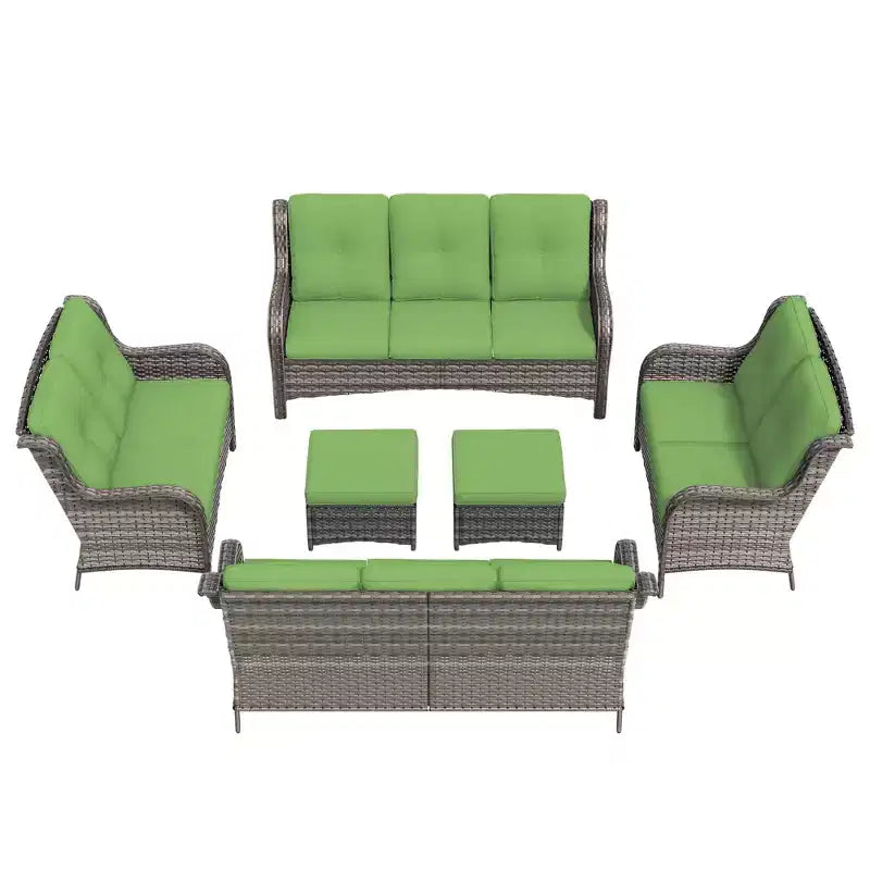 UPTIOT 6-teiliges Loungesofa für den Außenbereich aus Polyrattan