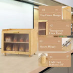 2-lagiger Brotkasten aus Bambus mit Acryltür, Brotaufbewahrungsbehälter für die Küchenarbeitsplatte, zur Organisation von Baguettes, Gebäck und Backwaren