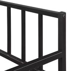 Metall-Tagesbett in Twin-Größe mit Rollbett, Metall-Lounge-Tagesbettgestell mit ausziehbarem Rollbett für das Wohnzimmer, Schwarz
