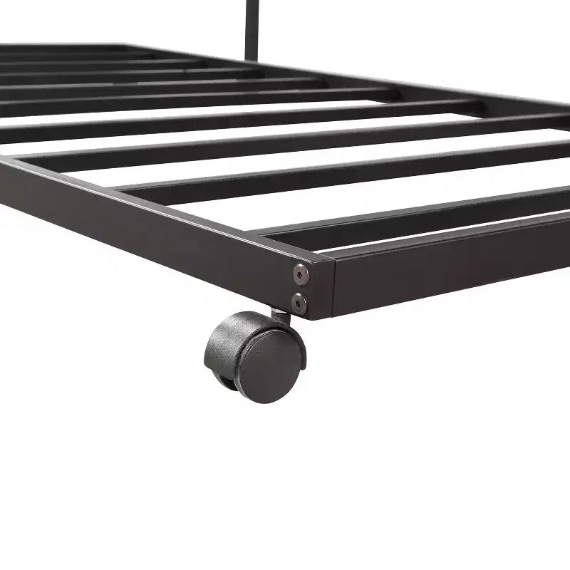 Metall-Tagesbett in Twin-Größe mit Rollbett, Metall-Lounge-Tagesbettgestell mit ausziehbarem Rollbett für das Wohnzimmer, Schwarz