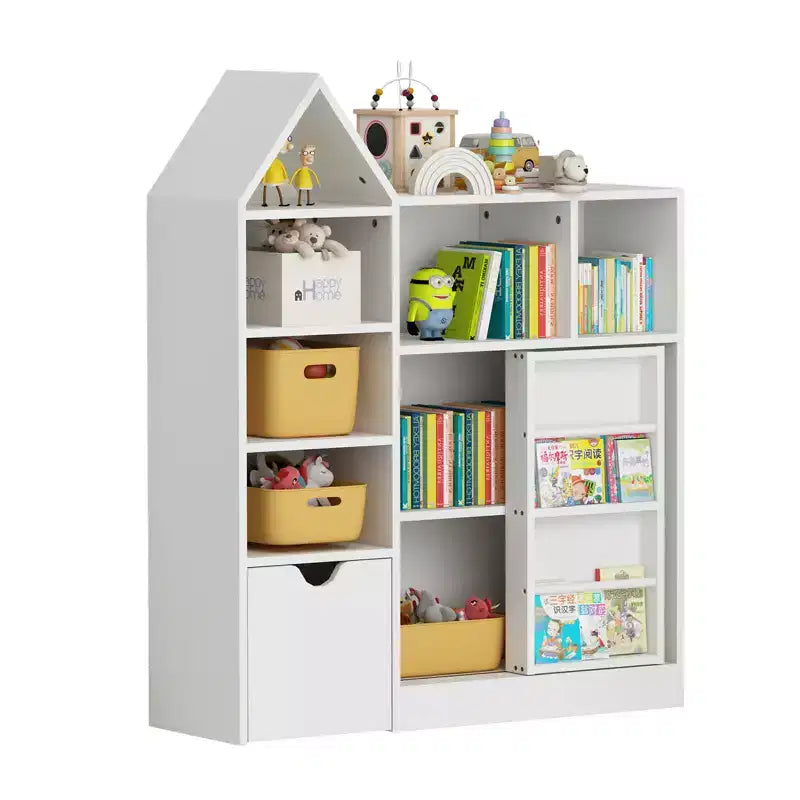 Kinder Bücherregal mit verschiebbarer Schublade, Bücherregal mit 7 Staufächern, Kinder-Aufbewahrungsschrank für Spielzimmer, Kinderzimmer, Klassenzimmer