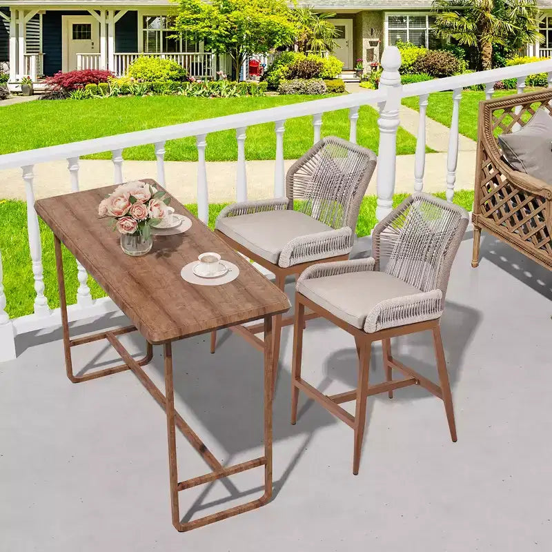 Barhocker-Set (2 Stück) in Thekenhöhe, Rattan-Barhocker mit Rückenlehne und Armlehnen