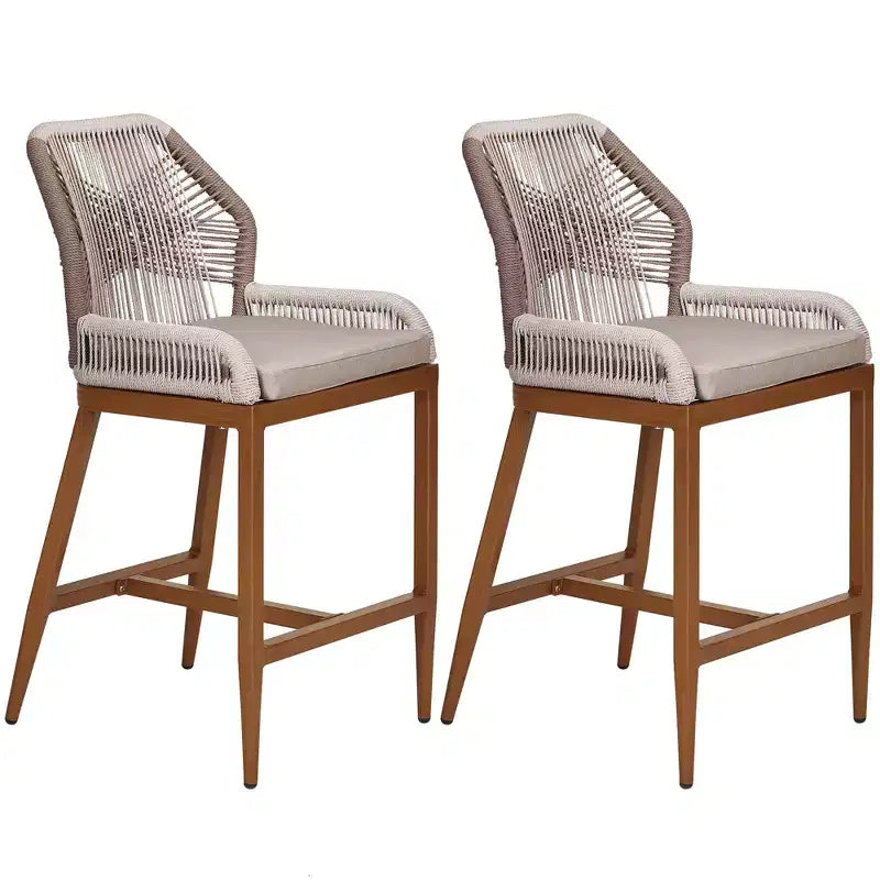 Barhocker-Set (2 Stück) in Thekenhöhe, Rattan-Barhocker mit Rückenlehne und Armlehnen