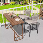 Barhocker-Set (2 Stück) in Thekenhöhe, Rattan-Barhocker mit Rückenlehne und Armlehnen