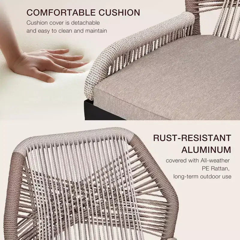 Barhocker-Set (2 Stück) in Thekenhöhe, Rattan-Barhocker mit Rückenlehne und Armlehnen