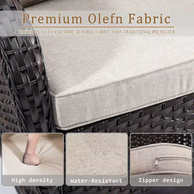 UPTIOT 6-teiliges Loungeset aus Weidengeflecht, drehbare Outdoor-Schaukelstühle