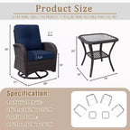 UPTIOT 6-teiliges Loungeset aus Weidengeflecht, drehbare Outdoor-Schaukelstühle