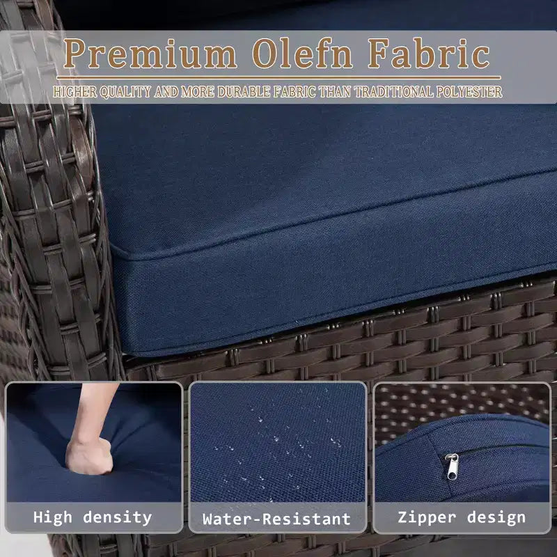 UPTIOT 6-teiliges Loungeset aus Weidengeflecht, drehbare Outdoor-Schaukelstühle