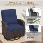 UPTIOT 6-teiliges Loungeset aus Weidengeflecht, drehbare Outdoor-Schaukelstühle