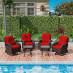UPTIOT 6-teiliges Loungeset aus Weidengeflecht, drehbare Outdoor-Schaukelstühle