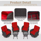 UPTIOT 6-teiliges Loungeset aus Weidengeflecht, drehbare Outdoor-Schaukelstühle