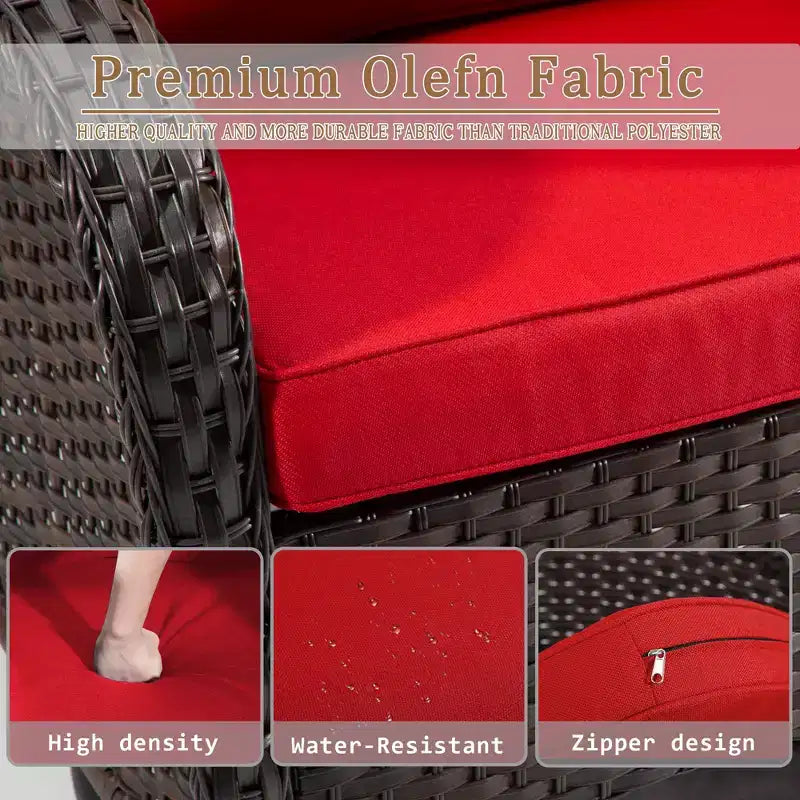 UPTIOT 6-teiliges Loungeset aus Weidengeflecht, drehbare Outdoor-Schaukelstühle