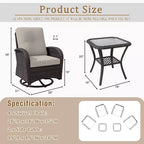 UPTIOT 6-teiliges Loungeset aus Weidengeflecht, drehbare Outdoor-Schaukelstühle